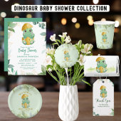 Green Dinosaur Boys Baby Dusche Runder Aufkleber