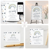 Oh Boy Baby Shower Blue Boho Rainbow Pappbecher