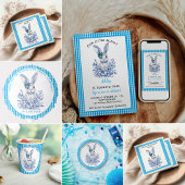 Blue Floral Rabbit 1. Geburtstag für Kinder Geschenkschachtel