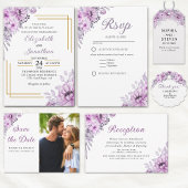 Romantic Purple Flowers Wedding Postkarte