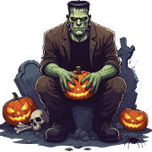 🖤 Black Frankenstein Halloween Sticker 💀 🎃