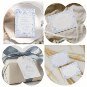 Classic French Blue White Floral Birds Wedding Geschenkanhänger