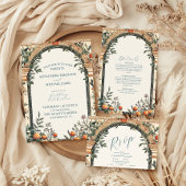 Illustrierte mediterrane Hochzeit All In One Einladung