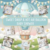 Watercolor Celestial Sheep & Balloons Baby Shower  Runder Aufkleber