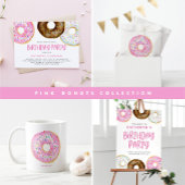 Aquarellfarben Rosa und Schokolade Donuts Geburtst Einladung