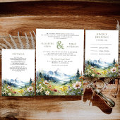 Boho Wildflower Mountain Meadow Wedding RSVP Karte
