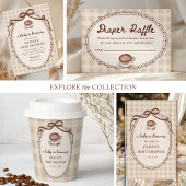 A Baby is Brewing Gingham Coffee Baby Shower Favor Runder Aufkleber