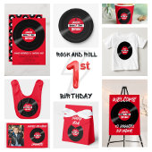 Rockin Erstgeburtstag Vinyl Aufnahme Schwarz-Weiß Button