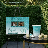 Chic Silver & Aquamarin Blue Glitzer 21. Geburtsta Schnapsglas