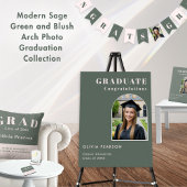 Graduation Modern Minimalist Sage Green Blush