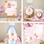 Cookie and Milk Baby Shower - Teddy Bear Pink Wasserflaschenetikett