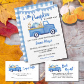 Ein wenig Pumpkin Rustic Blue Truck Baby Dusche Einladung