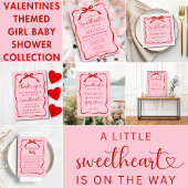 A Little Sweetheart Pink Red Bow Girl Baby Shower Dankeskarte