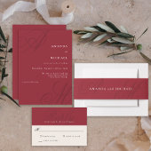 Cranberry Red Elegant Monogram Tischnummern