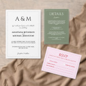 Modern minimalist blush pink red QR code wedding  RSVP Karte (Personalisiere diese Kollektion eines unabhängigen Creators.)