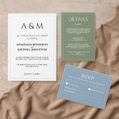 Modern dusty blue minimalist wedding menükarte (Personalisiere diese Kollektion eines unabhängigen Creators.)