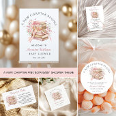 A New Chapter Begins Pink Bow Book Baby Shower Pappteller