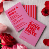 Fette Typografie, rosa und rote Hochzeit Save The Date