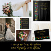 Elegante Black Gold Latin Folk Floral Wedding Wandteppich