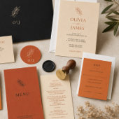 Terrakotta-Boho-Botanik-Hochzeitsinitialen Runder Aufkleber