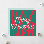 Abstract Red Green Personalized Merry Christmas Serviette