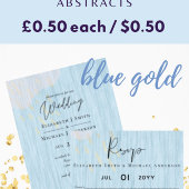 Budget Dusty Blue Gold Hochzeitskript Runder Aufkleber