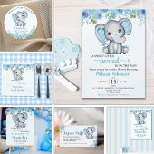 Adorable Watercolor Blue Elephant Baby shower boy Poster