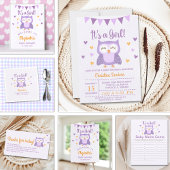 Adorable Owl Baby Shower Girl Serviette