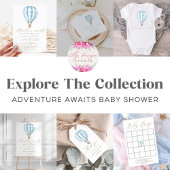 Adventure Awaits Blue Hot Air Balloon Baby Shower Pappteller