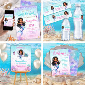 Afro mermaid Birthday Party - Under the Sea Splish Wasserflaschenetikett
