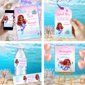 Under the sea - Afro Mermaid Birthday Wasserflaschenetikett