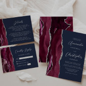 Burgundy Silver Agate Script Navy Save the Date Ankündigung