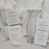 Agate Gray Silver Script Wedding Einladung
