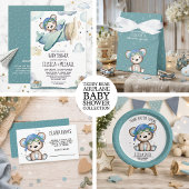 Teddy Bear Airplane Geburtstag Einladung