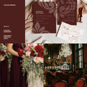 Mahogany Red Damask Classic Wedding Address Label Adressaufkleber