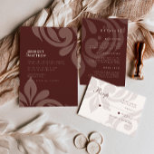 Classic Minimal Damask Mahogany Foto Hochzeit Gästebuch