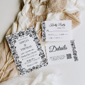 Schwarz-Weiß-Boho-Hochzeit Einladung