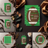 American Football Brown & Green Color Baby Dusche Begleitkarte