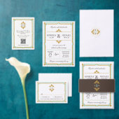 Vintag Moderne Art Deco Mint & Gold Hochzeit Adressaufkleber (Personalisiere diese Kollektion eines unabhängigen Creators.)