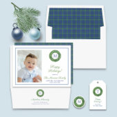 Smart Boxwood Wreath Monogram blau grün und weiß Ripsband