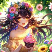 Hübsche Anime Girl mit Cupcake Geburtstag Pappteller