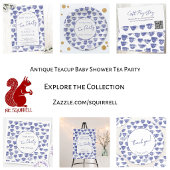 Antike Vintage-Blu Teetasse Aquarell Pappteller