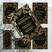 Art Deco Glamour Gold Karte zum Schwarzen Abendess