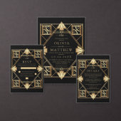 Art Deco Gatsby Gold Geometric Wedding Einladung (Personalisiere diese Kollektion eines unabhängigen Creators.)