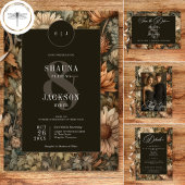 Art Nouveau Brown William Morris Floral Wedding Dankeskarte