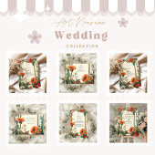 Art Nouveau Orange Floral Wedding Einladung