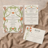 Art Nouveau Floral Frame Orange Green Foto Save The Date (Personalisiere diese Kollektion eines unabhängigen Creators.)