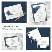 Artistic Chic Navy Blue Splashes Goldstaub Hochzei Gästebuch