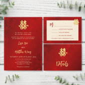 Bilingual Red Gold Chinese Hochzeit (Personalisiere diese Kollektion eines unabhängigen Creators.)