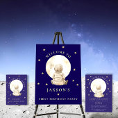 Astronaut Baby Moon First Birthday Navy Stars Einladung
